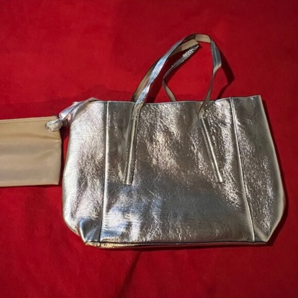 Metallic Gold Tote Bag with Matching Zip Pouch - Picture 2 of 5